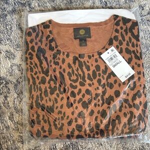 JM Collection Leopard Print Sweater - Brown and Black